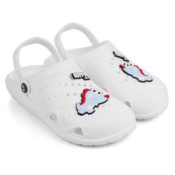 HOPPA SWEDEN Perforated Slingback Clogs With Dinosaur Charms - White-picture-7