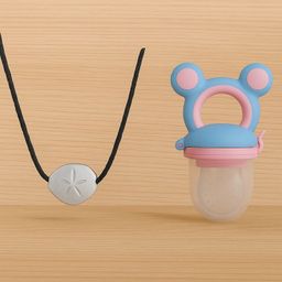 Badal Kidz Moti with Thread for Teething Babies & Oral Care ,Original Tilismi Moti for Baby Teething Pain & 1 Mickey Fruit Nibbler, Beed Moti Pair, Newborn Baby Teether for Teething Pain - Blue-13