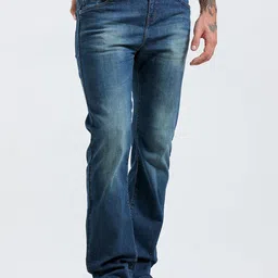Espanshe Men Bootcut Mid-Rise Low Distress Heavy Fade Jeans-image-60