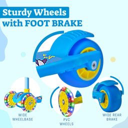 fab n funky 3 Wheel Foldable Kids Scooter With Led Lights And 4 Level Adjustable Handle Bar -Blue image 4