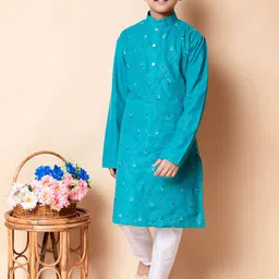 Cae Boys Embroidered Regular Kurta with Pyjamas-11