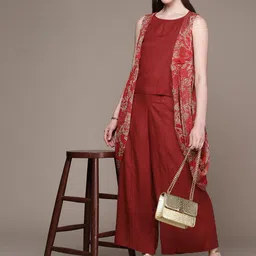 aarke Ritu Kumar Solid Top & Palazzos with Shrug-image-16