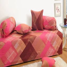 Swayam Caramel Multicolor Cotton 180 TC, Diwan Set of 6-image-72