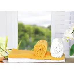 Bianca D'ross Yellow & White 380 GSM Hand Towels - Set of 4-16