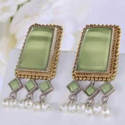 Priyaasi Green Emerald Stone Studded Drop Earring-14