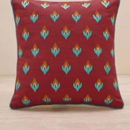 Pure Home and Living Red Cotton Embroidery Cushion Cover-image-52