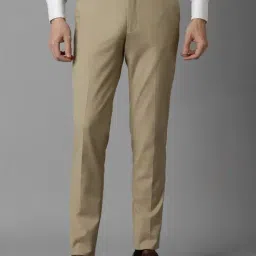 Louis Philippe Beige Slim Fit Texture Trousers-picture-21