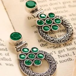 Priyaasi Green Emerald Stone Studded Drop Earring-19