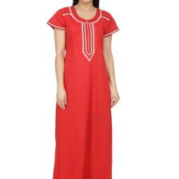 honeydew Red Embroidered Nighty-image-69