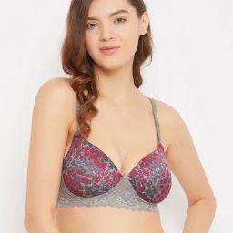 Clovia Grey Non Wired Padded T-Shirt Bra-image-66