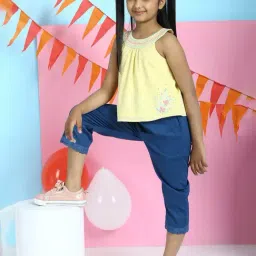 BIBA Girls Yellow Embroidered Top-image-99