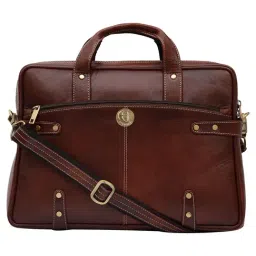 HiLEDER 100% Pure Genuine Leather Briefcase Laptop Shoulder Messenger Office Bag, Deep Brown-12
