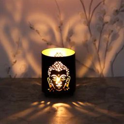 eCraftIndia Decorative Buddha Shadow Cylindrical Design Tea Light Holder-image-37