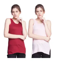 Dollar Missy Maroon & Pink Camisole Pack of - 2-image-80