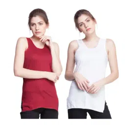 Dollar Missy Maroon & White Camisole Pack of - 2-image-79