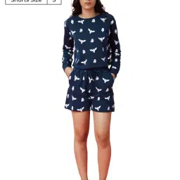 The Souled Store Navy & White Printed T-shirt with Shorts-picture-37