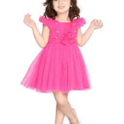 Saka Designs Kids Pink Applique Dress-image-7
