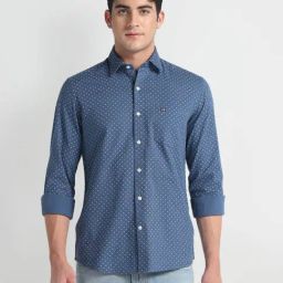 Arrow Sports Blue Cotton Slim Fit Printed Shirt-picture-10