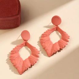 Priyaasi Pink Contemporary Leaf Shaped Drop Earring-image-32