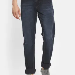 Octave Navy Regular Fit Lightly Washed Jeans-image-9