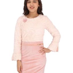 Cutecumber Pink Solid Full Sleeves Dress-image-84