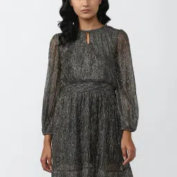 Van Heusen Grey Striped A-Line Dress-image-21