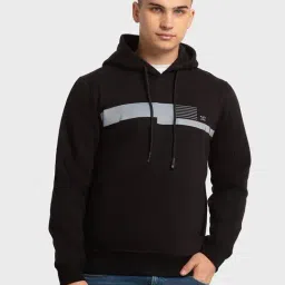 ColorPlus Black Tailored Fit Printed Hooded Sweatshirt-image-41