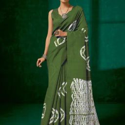 Saree Mall Green Printed Sarees With Unstitched Blouse-picture-44