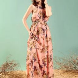 KASSUALLY Pink Floral Print Maxi Dress-image-93