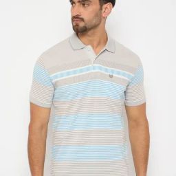 Duke Grey Blended Regular Fit Striped Polo T-Shirt-image-73