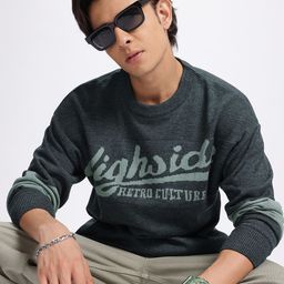 glitchez Retro Vibes Woven Design Typography Pullover-6