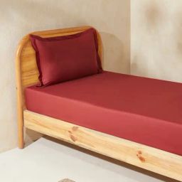 Westside Home Dark Red Solid Single Bed Fitted Sheet and Pillowcase Set-10