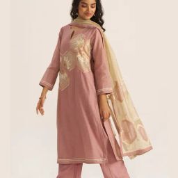 Ganga Fashions Lilac & Beige Viscose Chanderi Regular Fit Salwar Suit-image-17