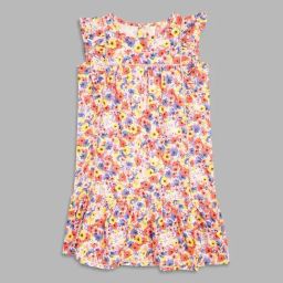 Blue Giraffe Girls Multicolor Cotton Printed Dress-image-96