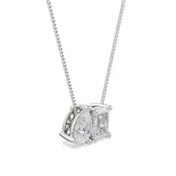 EMORI 18k (750) White Gold Pear Emerald Diamond Necklace & Earring Set-image-78