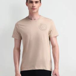 Arrow New York Beige Cotton Regular Fit Printed T-Shirt-image-23