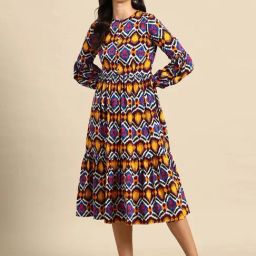 Mabish Multicolored Printed A-Line Dress-picture-13