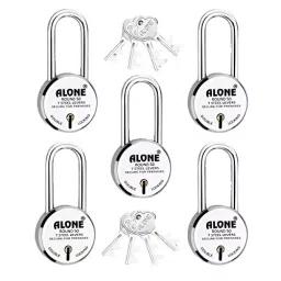 ALONE LOCKS Round 50 mm Alloy Steel Chrome 8 Same Keys Double Locking Padlock (Pack of 5)-picture-17