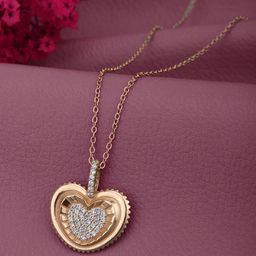 Carlton London 18kt Rose Gold Plated CZ Heart Pendant with Chain-image-42