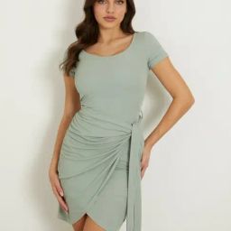 Guess Green Solid Short sleeve Dress-image-86