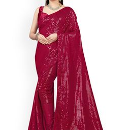 THE52 Embellished Sequinned Saree With Blouse-8