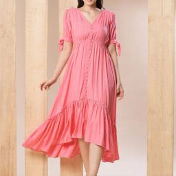 Globus Pink Printed High-low Dress-image-46