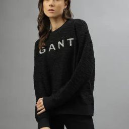 Gant Black Self Pattern Sweatshirt-image-3