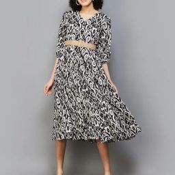 Colour Me by Melange Black & White Printed Midi Dress-image-64