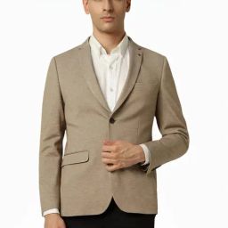 Van Heusen Beige Slim Fit Texture Blazers-image-40