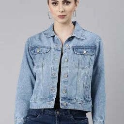 SHOWOFF Blue Regular Fit Denim Jacket-image-25