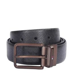 United Colors of Benetton Griswold Brown & Navy Leather Textured Reversible Belt-image-74