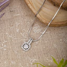 OPUS GEMS Silver-Plated Square Pendants with Chains-image-42