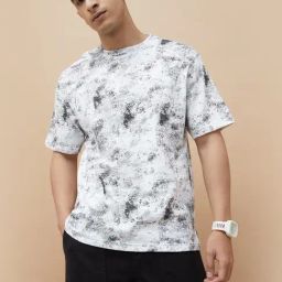 Forca By Lifestyle White Loose Fit Jacquard T-Shirt-image-88