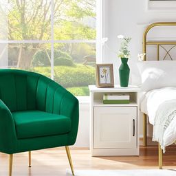 Oakcraft Green & Yellow Velvet Dining Chair-12